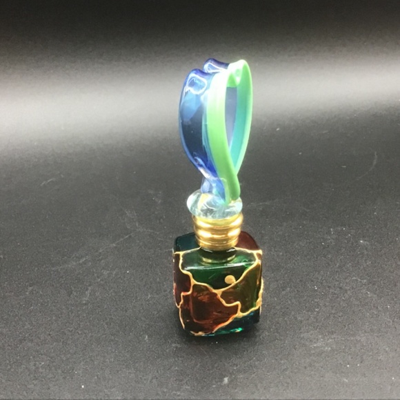 Vintage Mosaic coloured mini perfume bottle with stopper decorative art - Picture 2 of 5